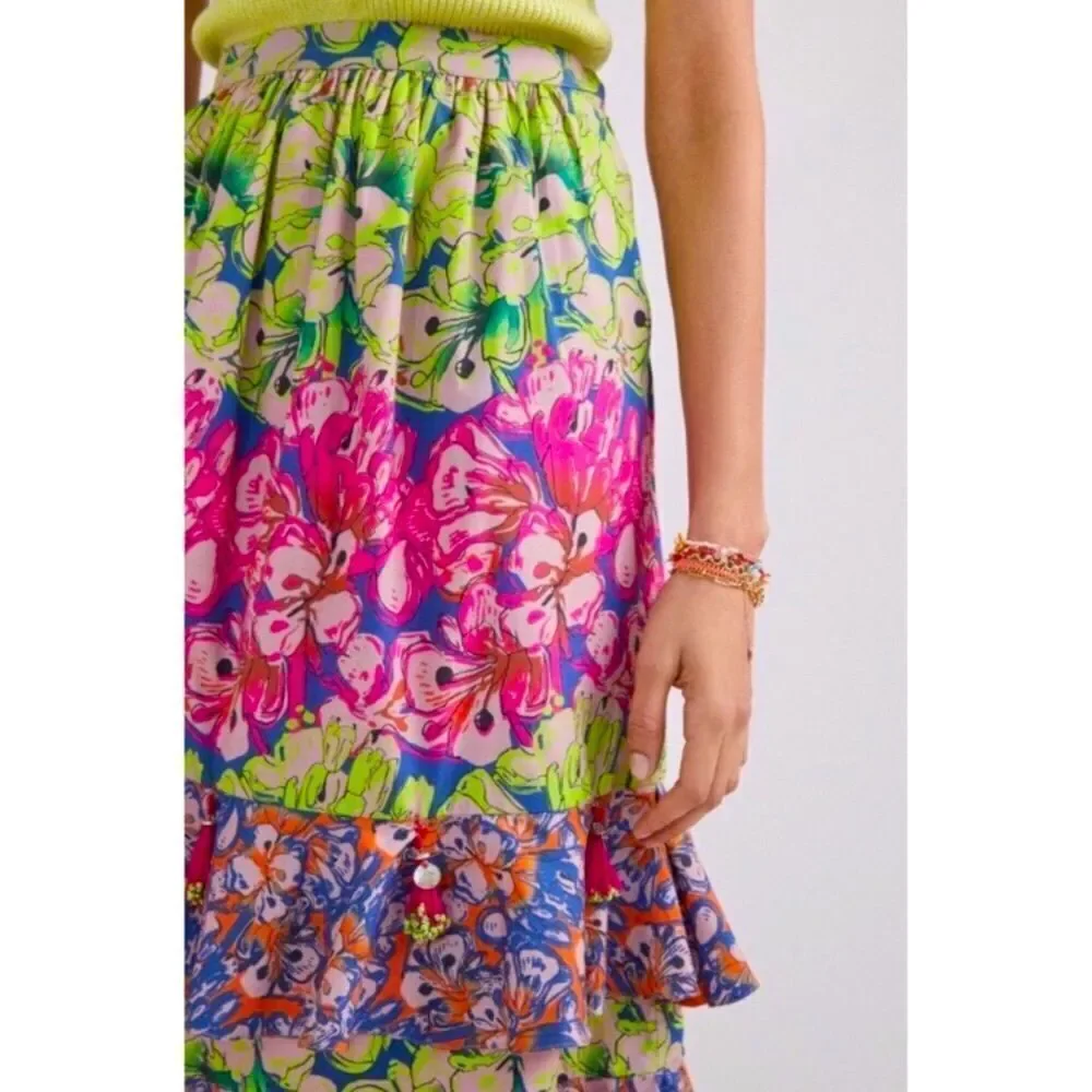 Anthropologie Roopa Pemmaraju Villa Tiered Midi Skirt. Size S